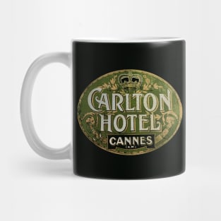 Carlton Hotel Cannes Vintage Luggage Label Mug